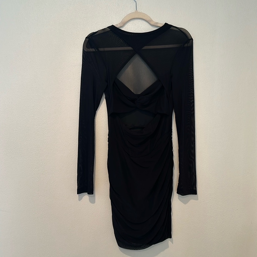 Black mini cut out long sleeve dress